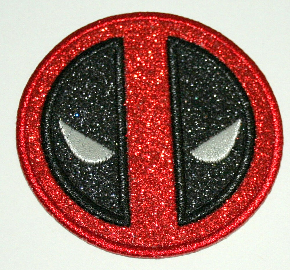 Official Marvel Comics Deadpool Logo Sparkle Iron-On Cloth Jacket Patch New