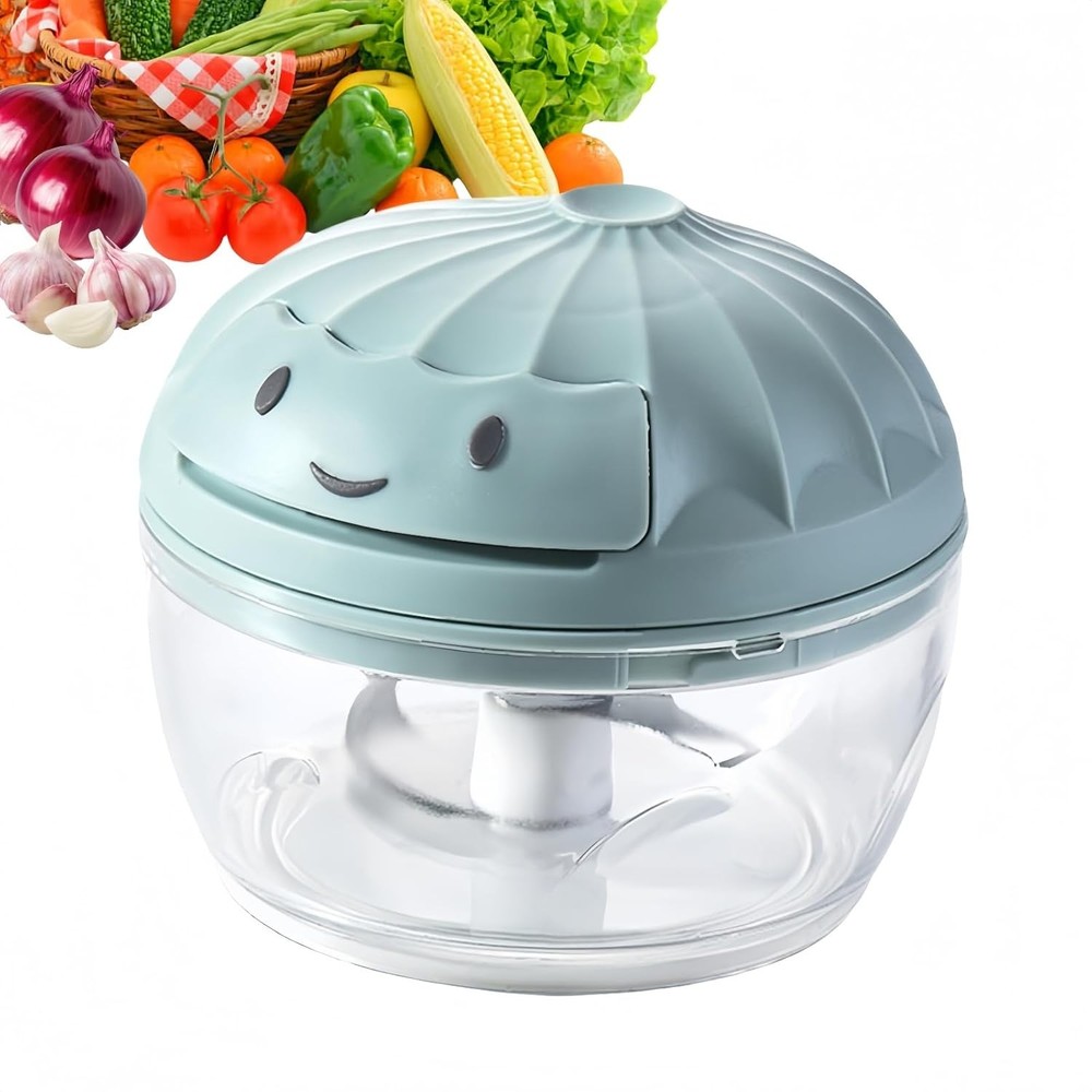 Manual Food Processor Vegetable Chopper, Mini Hand Pull String Garlic Chopper On