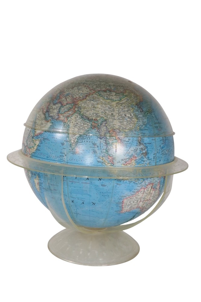 National Geographic Globe on Plastic Base circa 1965