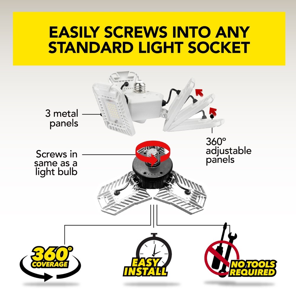 Bell + Howell Triburst 2000 Lumens White Multidirectional Socket LED Shop Light