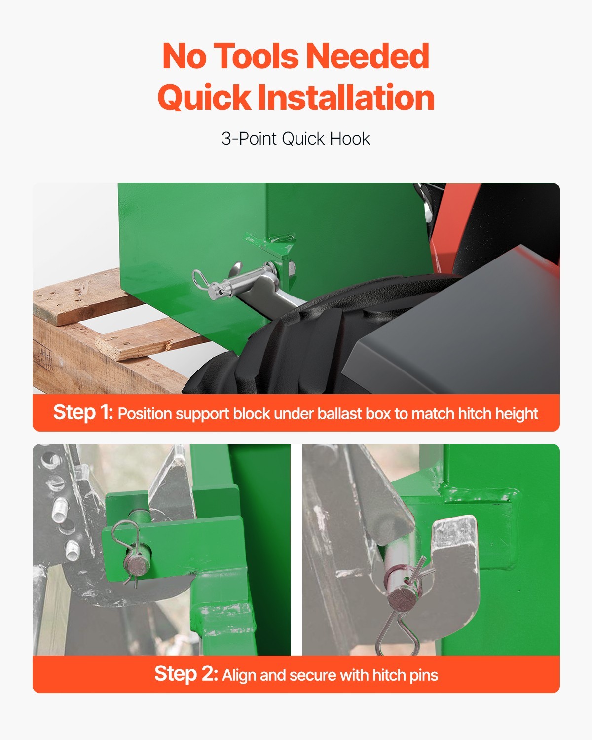 VEVOR Ballast Box 3 Point Category 1 Tractor Quick Tach Hitch Counterweight