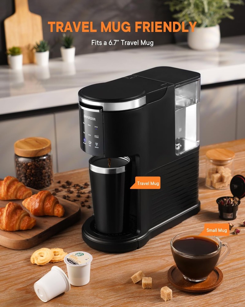 SHARDOR 3 in 1 Coffee Maker, K Cup Maker Compatible with Small, Black