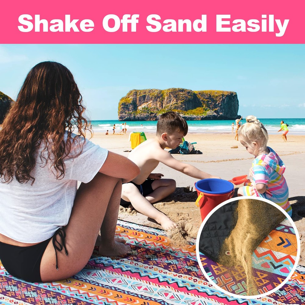 PY SUPER MODE Extra Large 83x79" Waterproof Foldable Outdoor Beach Picnic Blanke