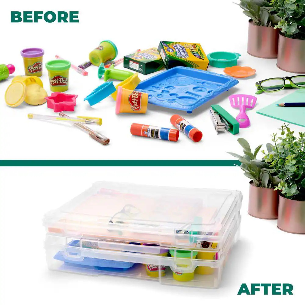Stackable Snap-Tight Storage Containers, Clear, 12.2 In. W X 1.6 In. H Plastic D