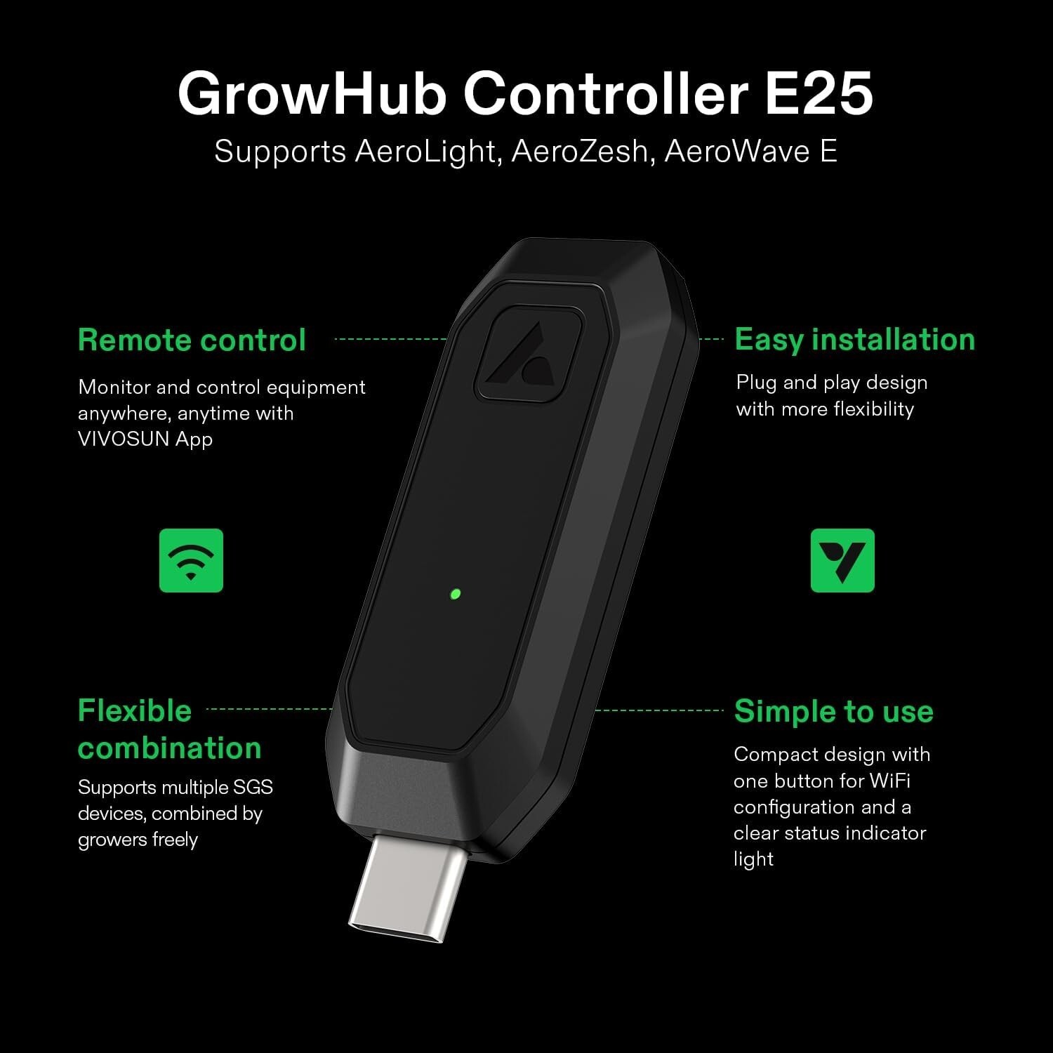 VIVOSUN GrowHub Controller E25, Supports Smart Grow System Devices