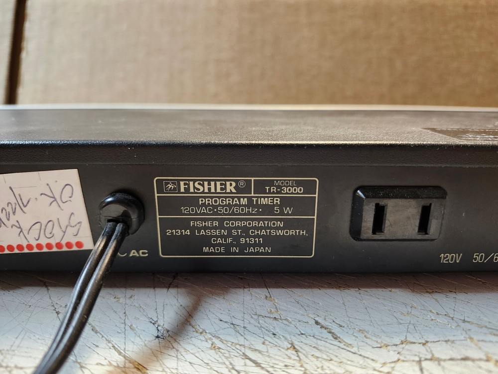 Fisher TR-3000 Program Timer 120VAC 50/60HZ 5W -WORKING-