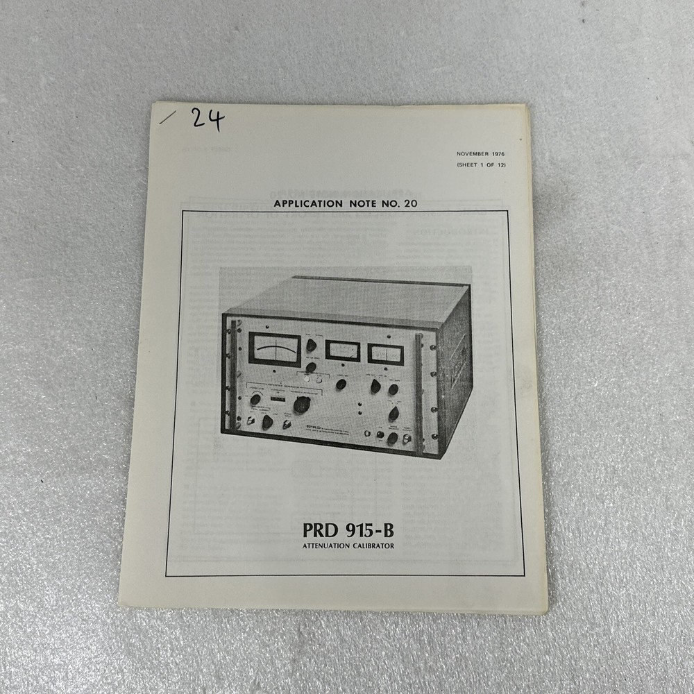 PRD 915-B Attenuation Calibrator Application Note 20 Nov 1976
