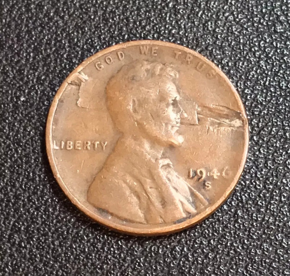 1946-S Lincoln Cent Mostly Retained Massive Lamination Defect (c005)