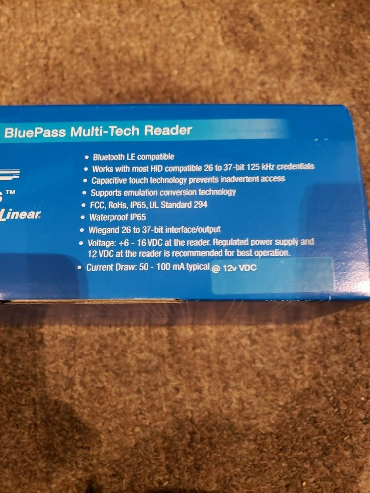 Linear 820-00001 2-N-1 BluePass Multi-Tech Access control Reader Bluetooth LE