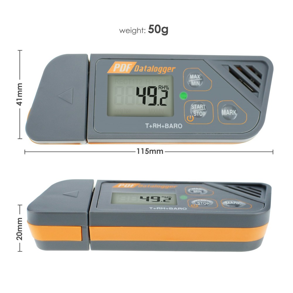 Waterproof USB Data Logger for Temperature, Humidity and Atmospheric Pressure