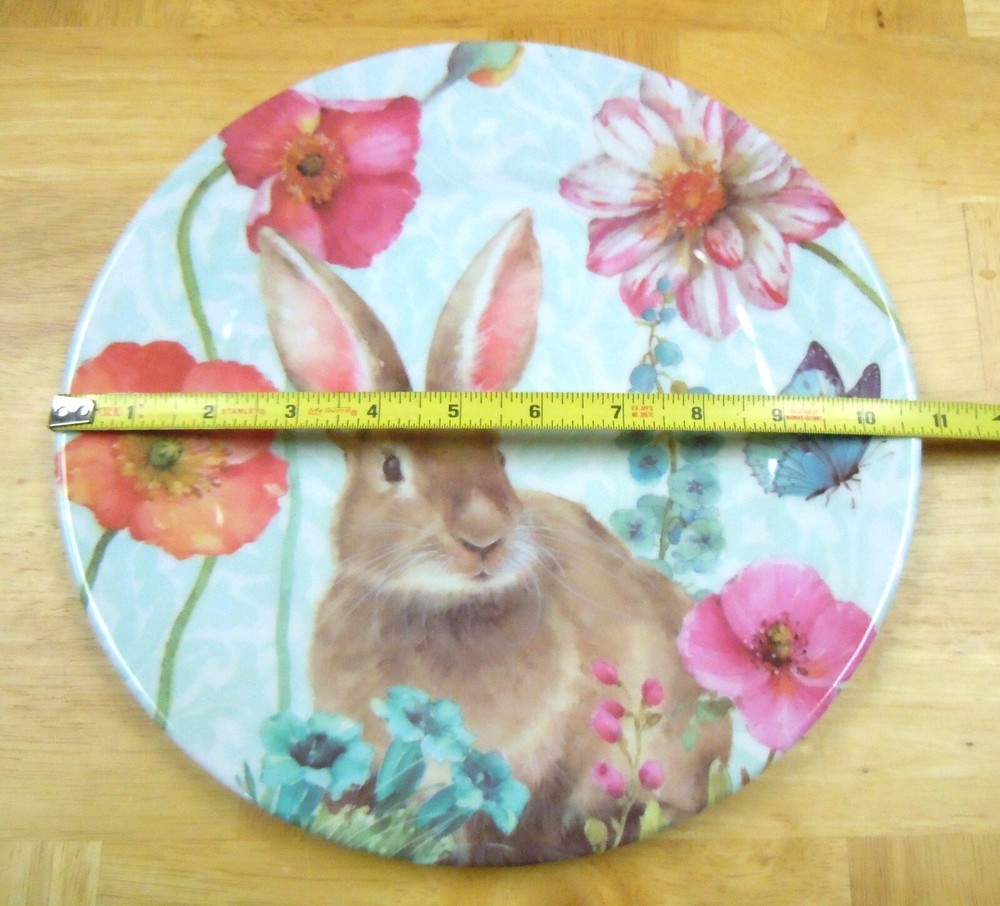 Spring Easter Rabbit 10-3/4" Dinner Plate Melamine