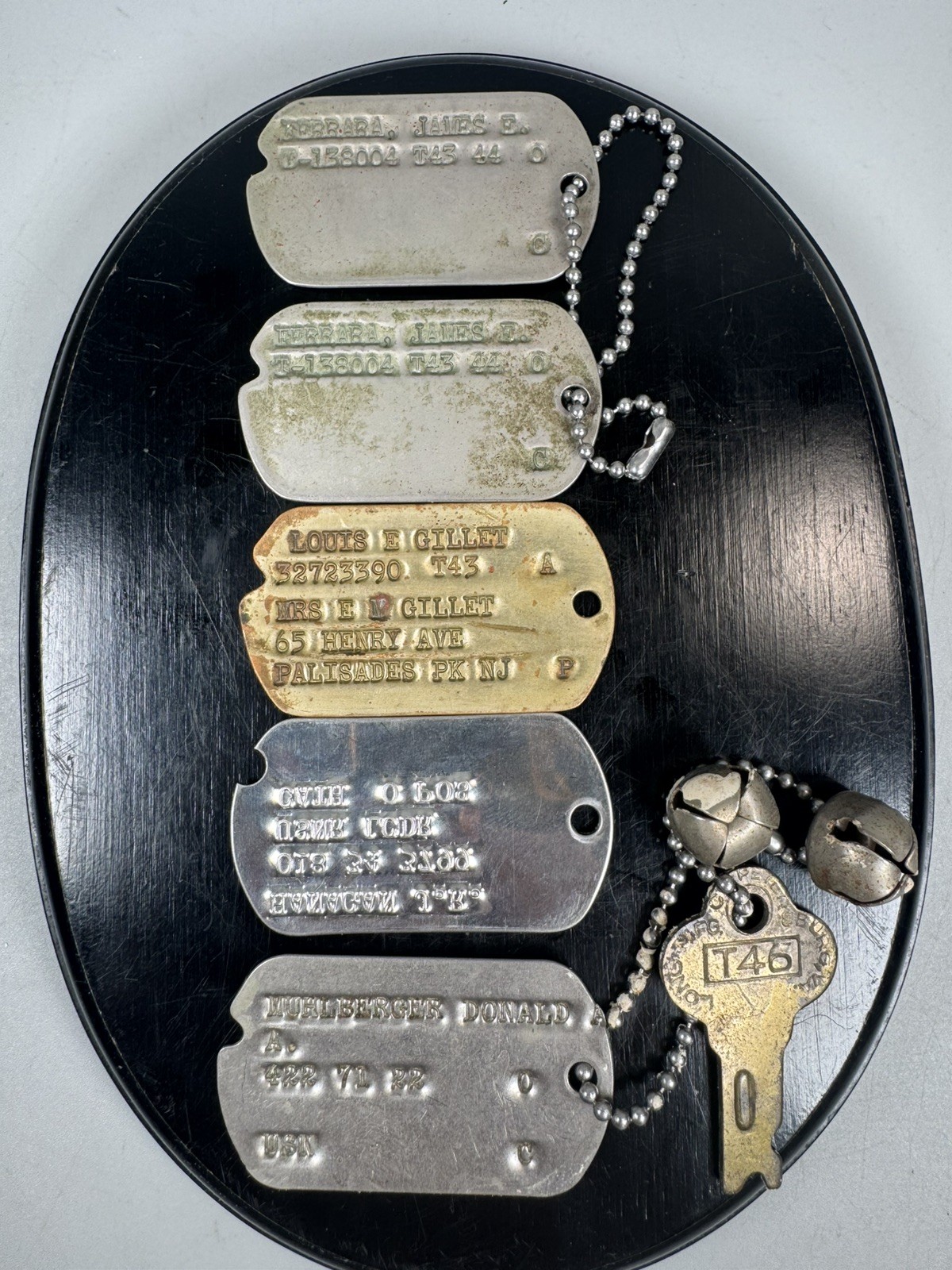 WWII US Military Dog Tags Lot 5 Notched T43 Army Navy Named IDs RARE