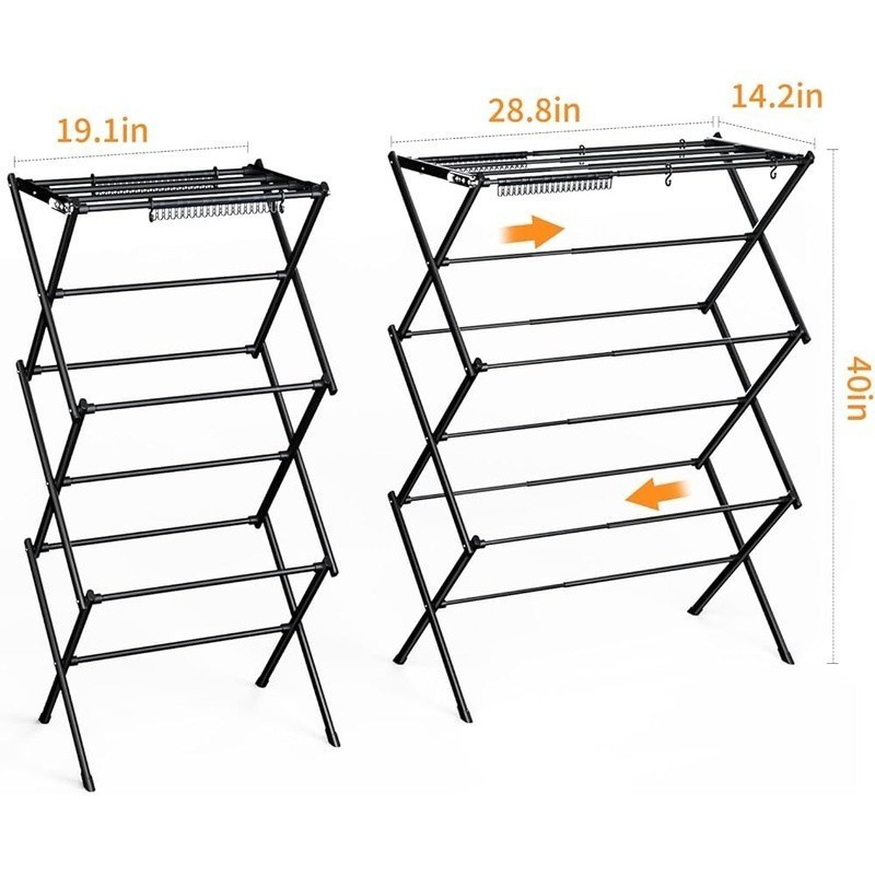 Retractable Iron Laundry Drying Rack Space Saving Heavy Duty Design 35lbs New