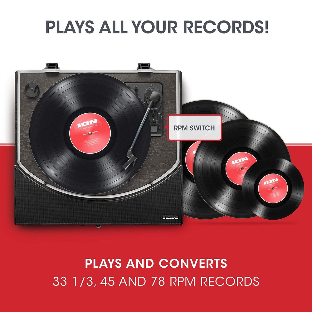 ION Audio Premier LP Record Player Bluetooth USB Built-in Speaker Auto-Return JP