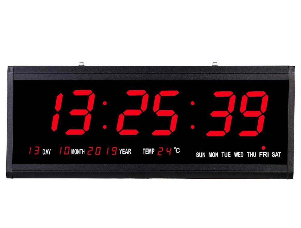 Rsobl 18.9 Inch Oversized LED Digital Wall Clock Large Display with Indoor Te...