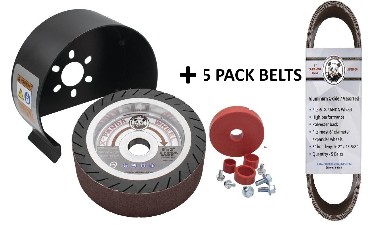 6" Expander Wheel w/Steel Safety Guard by X-Panda + 5 Extra Belts