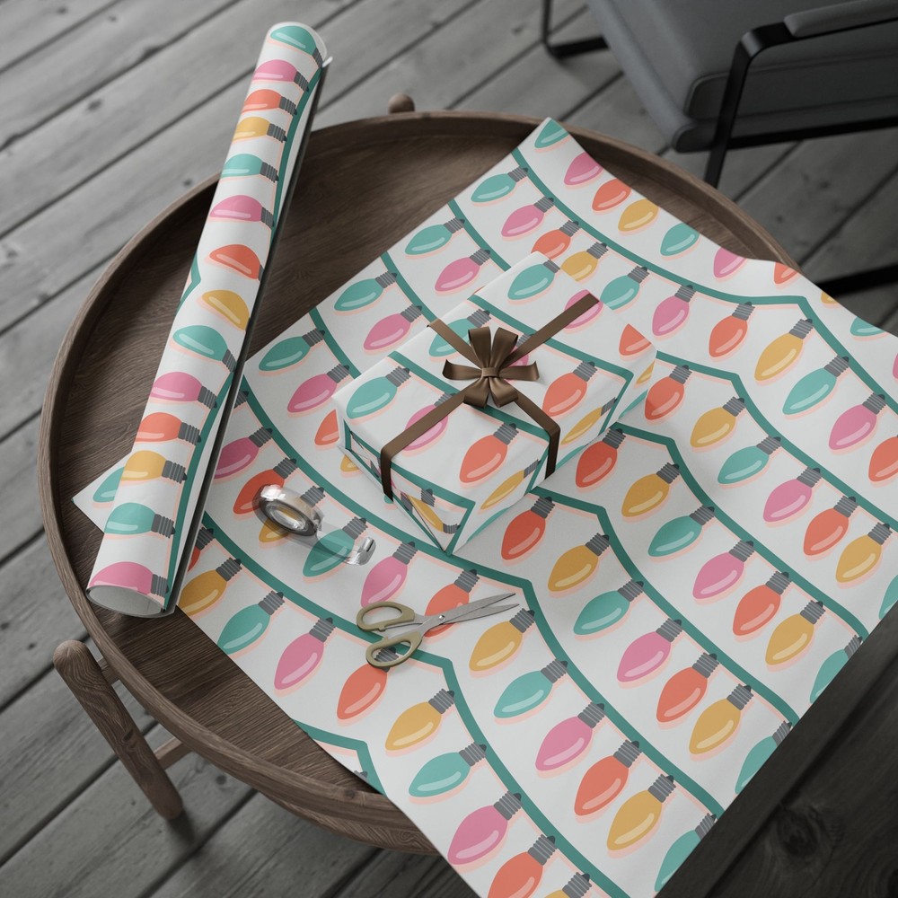 Pastel Christmas Lights Option 2 Wrapping Papers