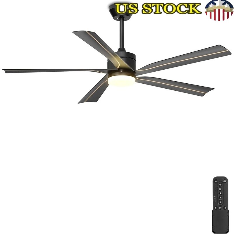 56 Inch Modern Ceiling Fan W/ Remote Control LED Light Quiet DC Motor Timer New