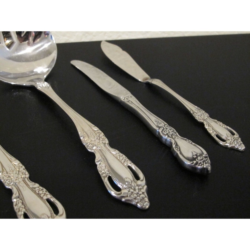 (5) Pc. Oneida Raphael (Stainless) Serving Spoon, Meat Fork, Butter & Mini Knife