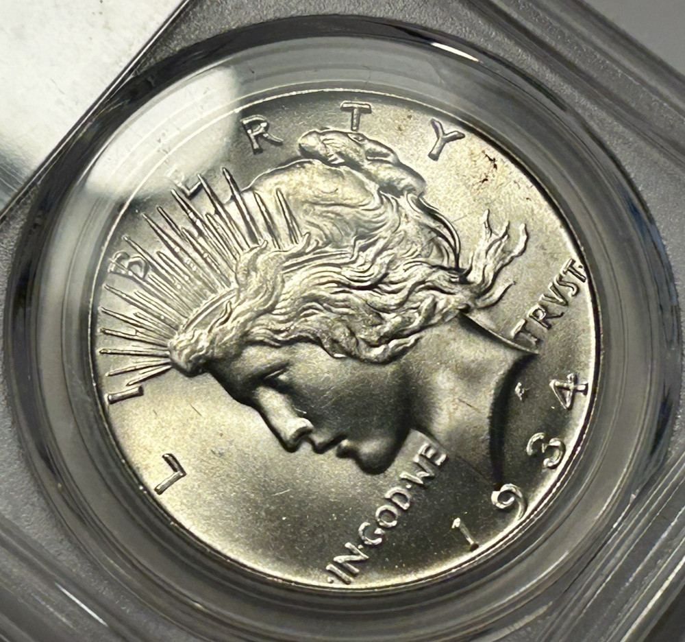 1934 S PEACE DOLLAR PCGS MS 64+ / SHARP WHITE COIN
