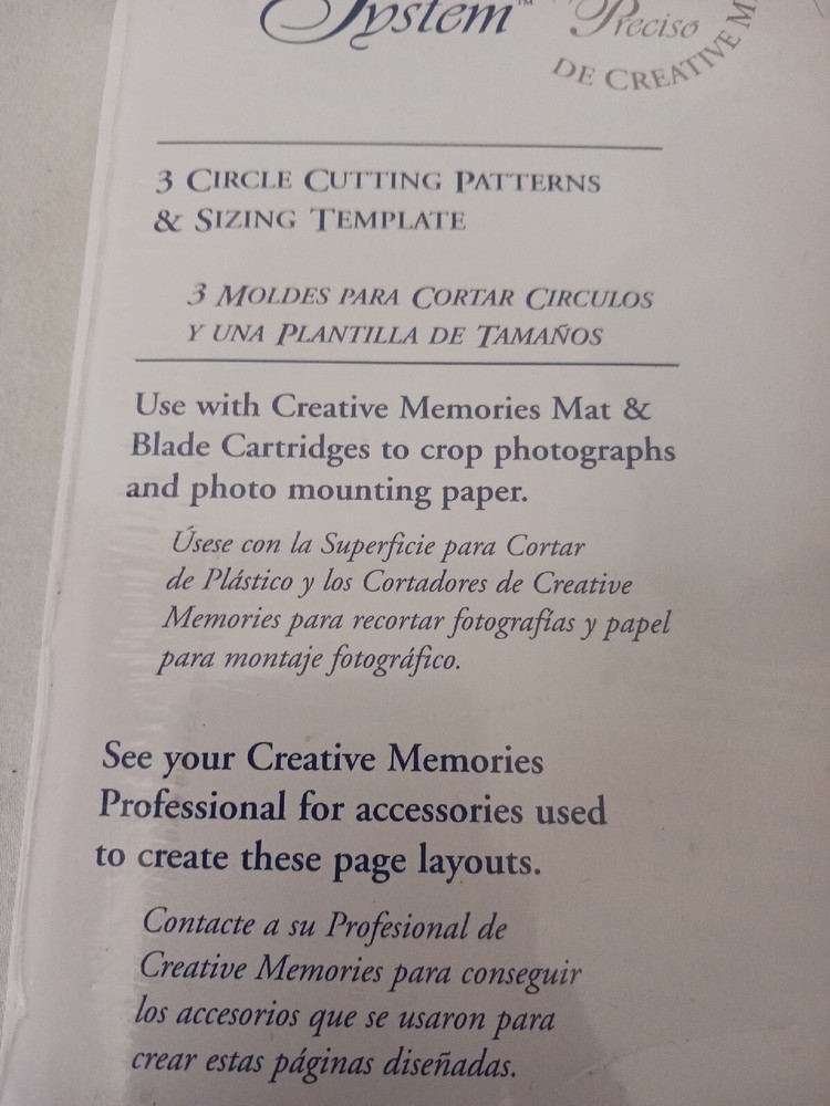 Creative Memories Custom Cutting System Sizing Template/3 Circle Patterns NEW