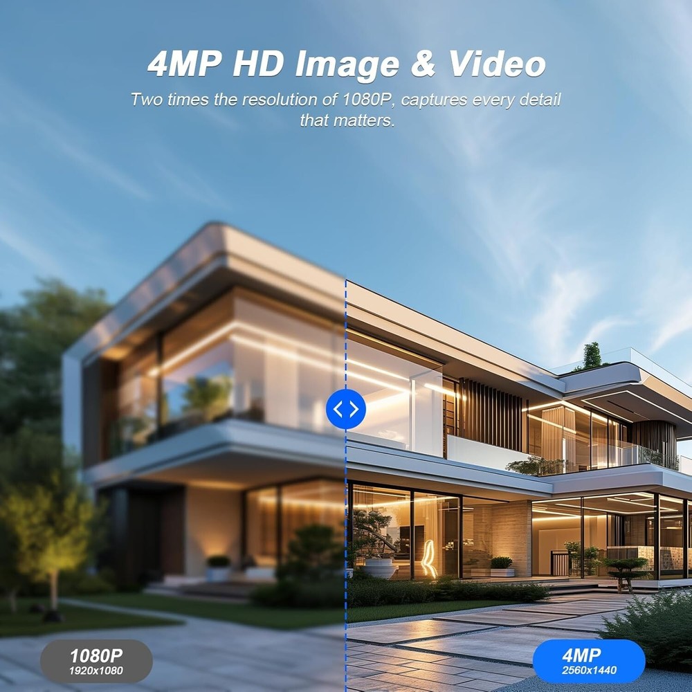 4MP Wireless Security Camera System Wifi Solar Battery Powered 2 Way Audio