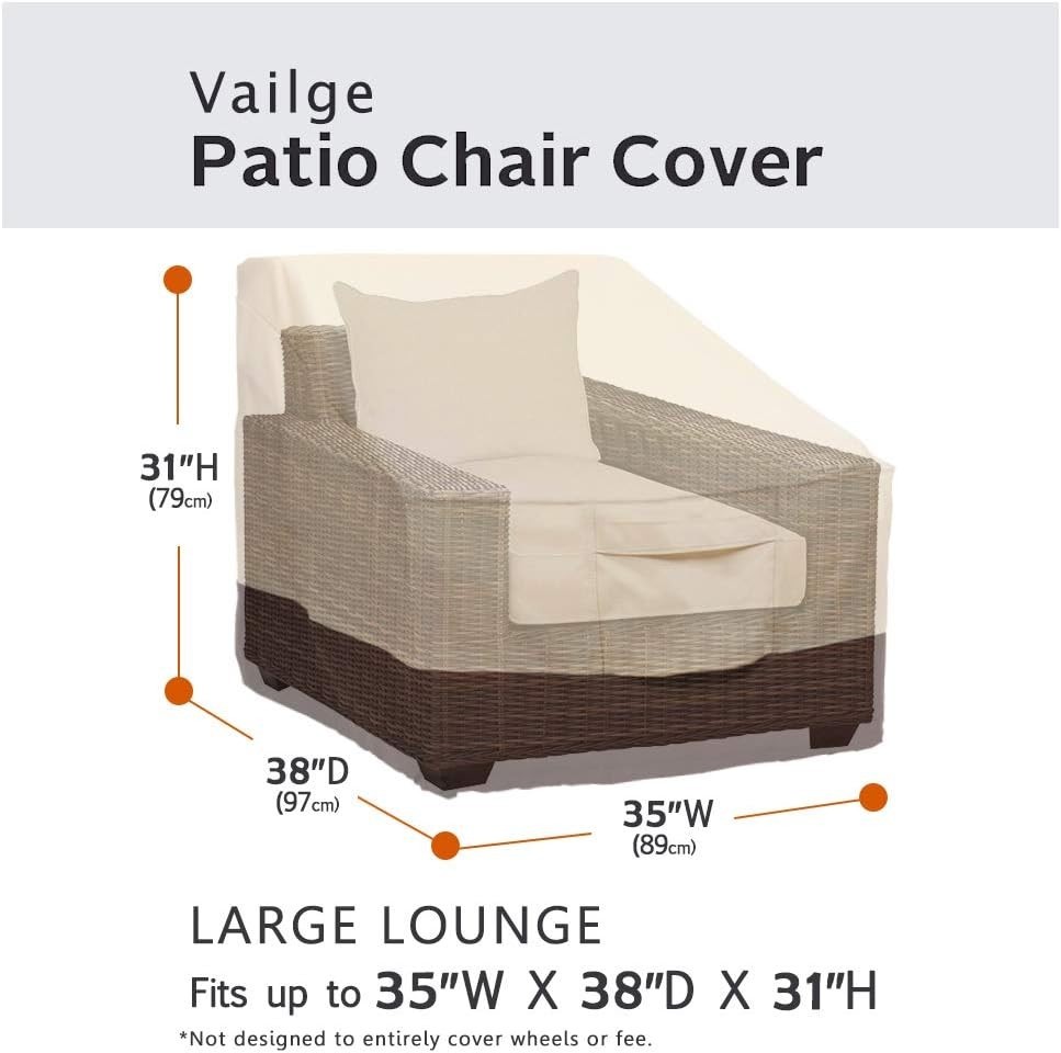 Waterproof Heavy-Duty Patio Chair Covers 2 Pack - Beige & Brown Large Size