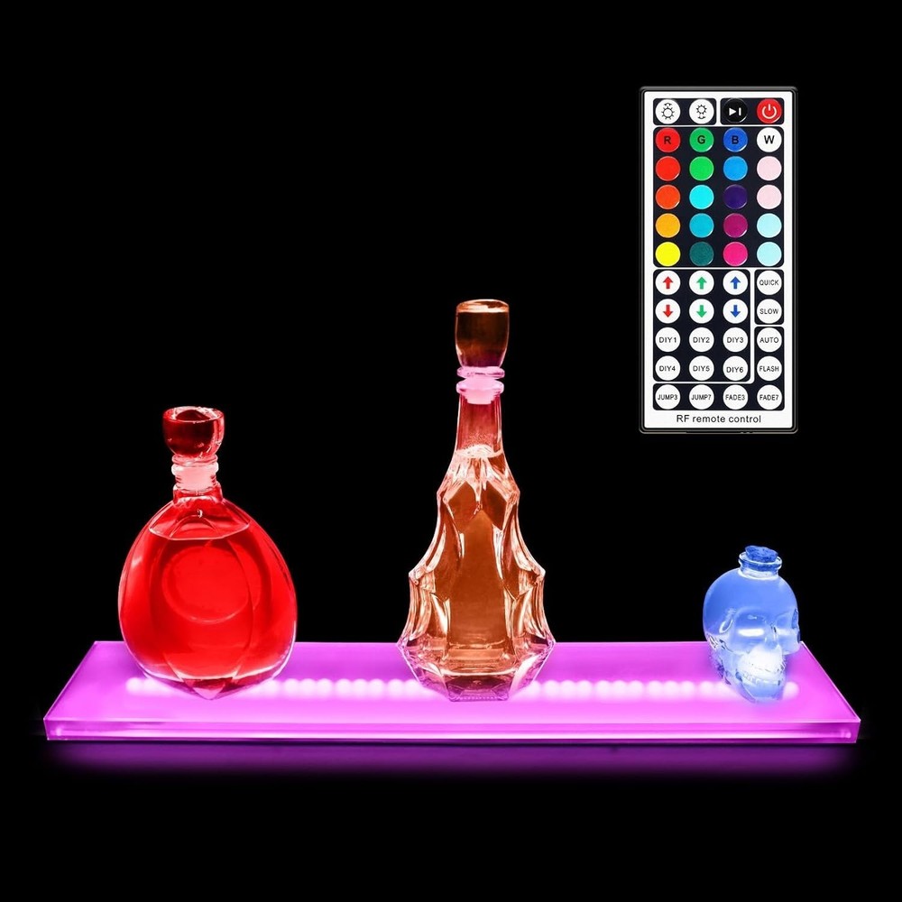Compact 23 5/8" LED Display Shelf - 7 Bottle Capacity, Ultra-Thin Design