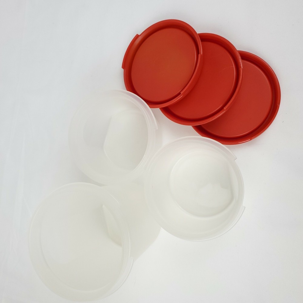 Tupperware Modular Mates Containers #1606 & #1605 Red lid