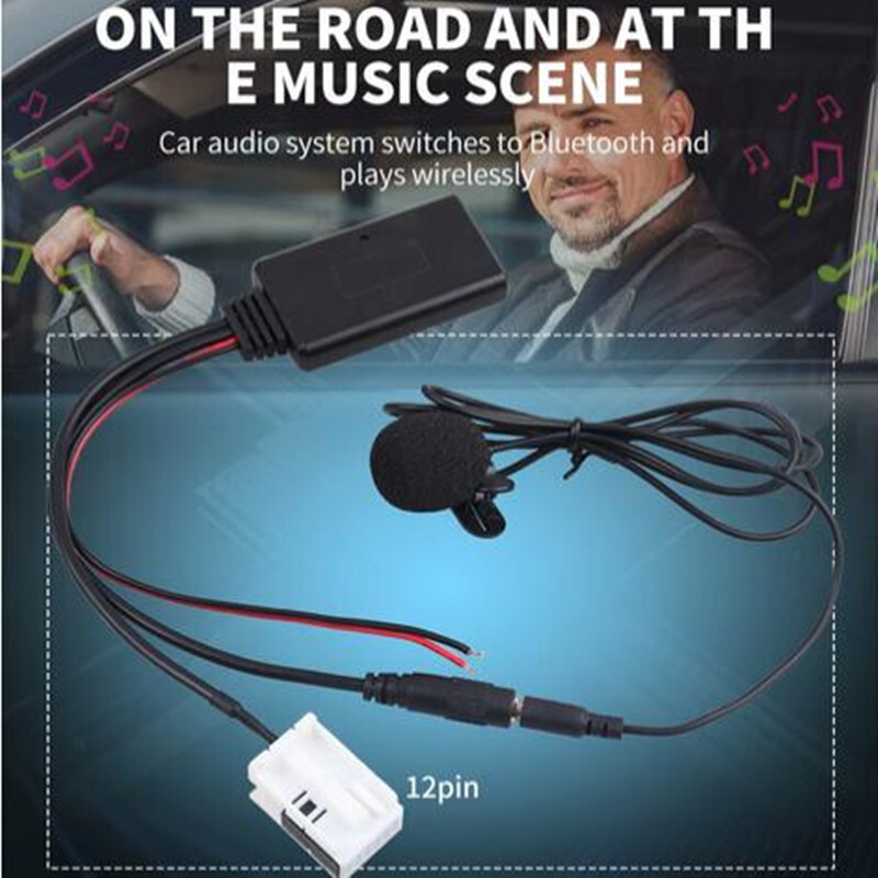 Bluetooth Module Receiver Adapter Radio Stereo AUX Cable Adapter 12Pin For VW