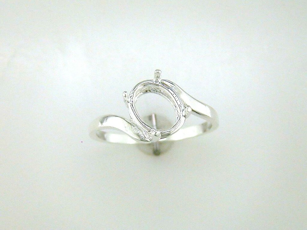Oval Bypass Wire Mount Ring Setting Sterling Silver