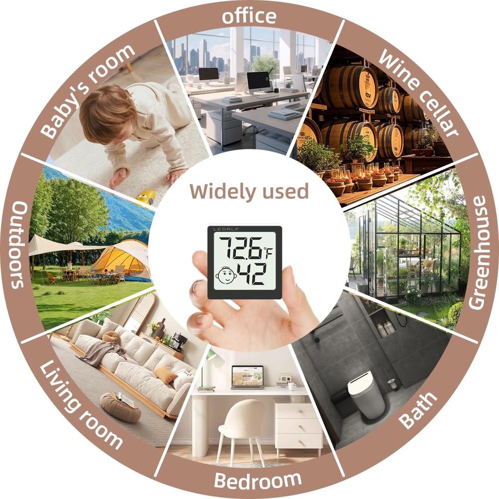 Mini Humidity Meter Hygrometer 6 Pack Room Thermometer Indoor Digital Black