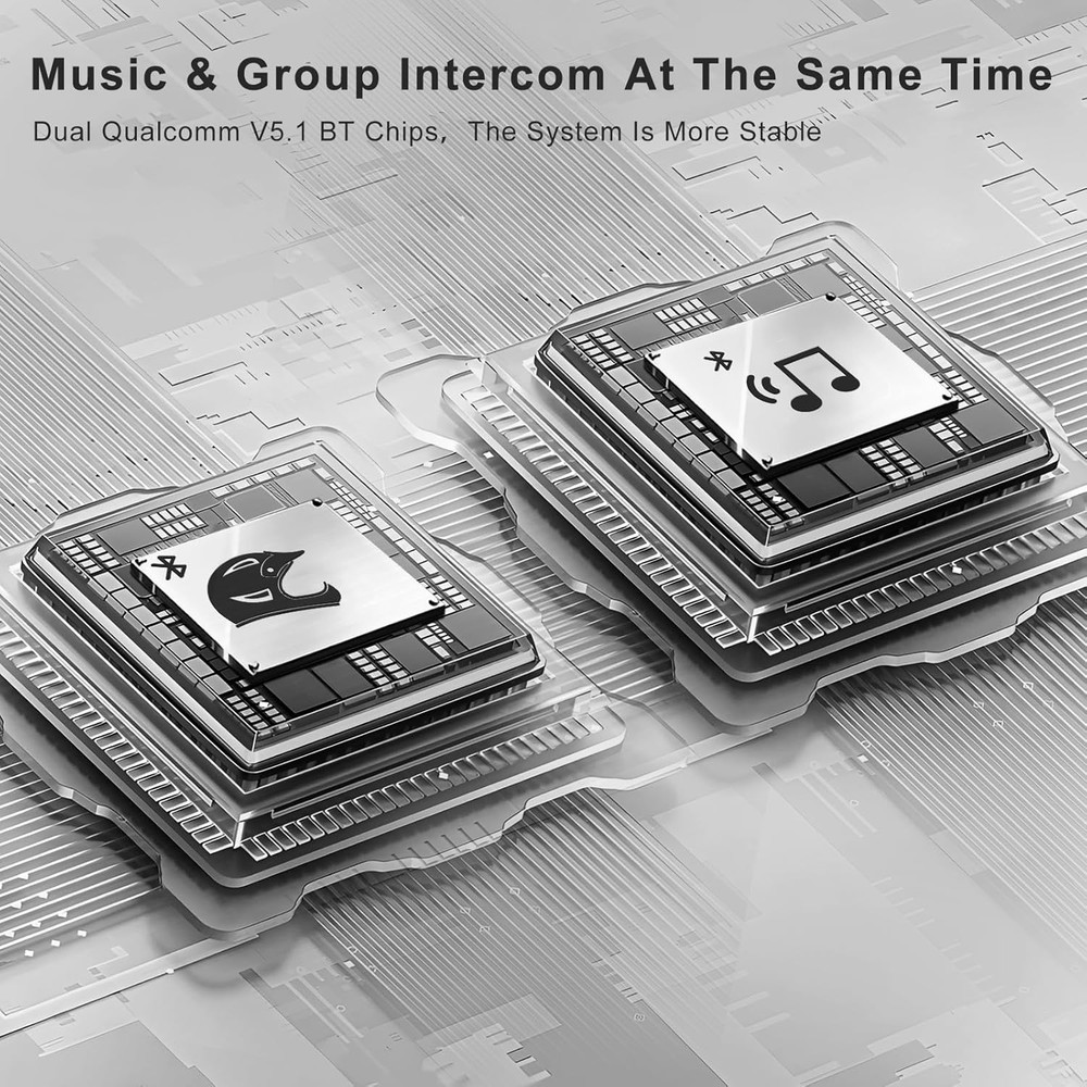 Q4 Motorcycle Bluetooth Communication System Headset Intercom, 4 Riders 1500M Mu