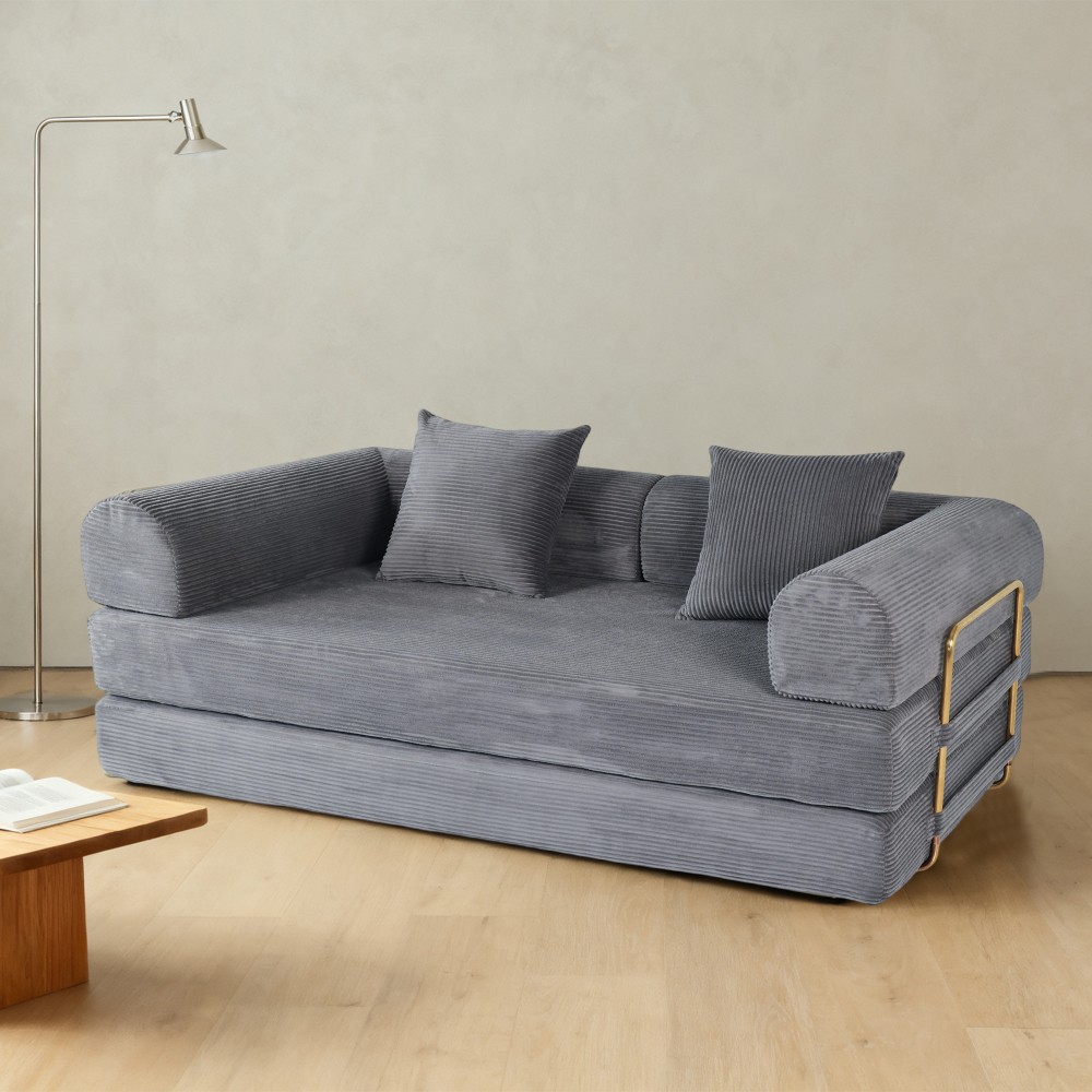 Foldable Sofa Bed 75", 3-Seater Sleeper w/ Memory Foam for Apartment