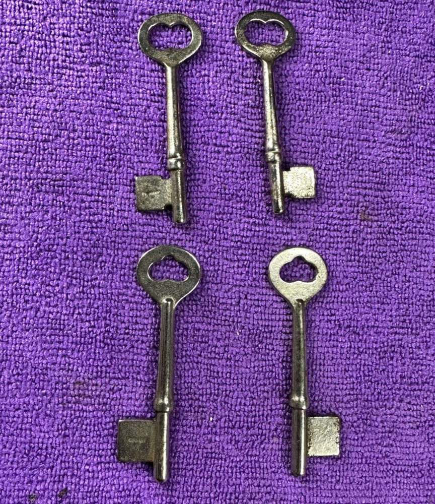 4 Uncut Key Blank Solid Barrel Steel Skeleton Key Silver