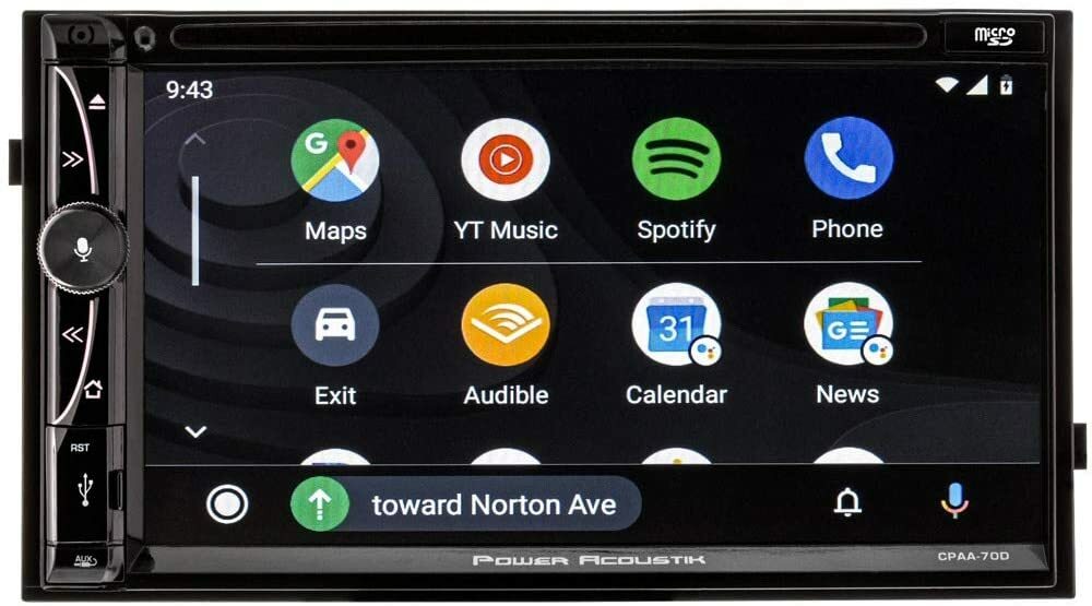 Power Acoustik 2 Din CPAA-70D CD DVD Player Android Auto CarPlay Bluetooth USB