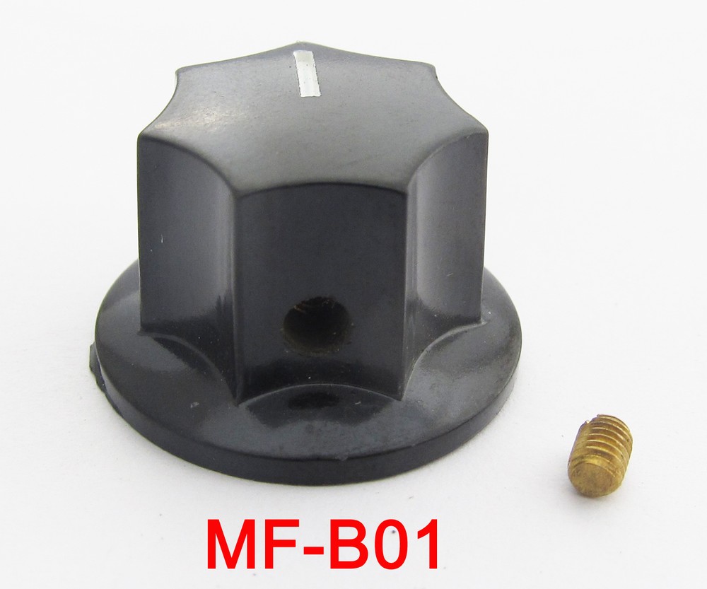 2pcs MF-B01 23.8x15mm Hex Screw Fix Pot Knobs for HAM Radio Audio Black Plastic