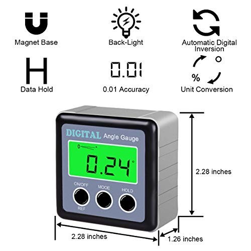 Digital Angle Gauge Protractor - Magnetic Level with LCD Display, V-Groove Base