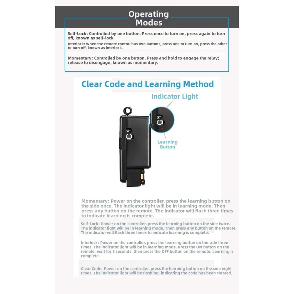 Wireless 30A Remote Control Switch 433MHz RF with 1000 Meter Range AC 90 250V