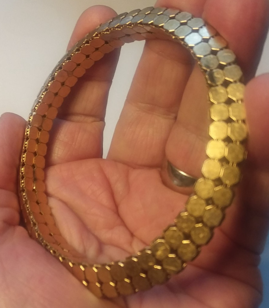 Interior 2.5" Diameter Honeycomb Design Bangle Bracelet 01-01-2026