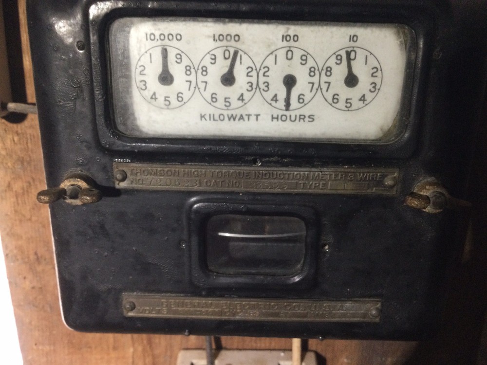 early antique electric fuse panel and meter