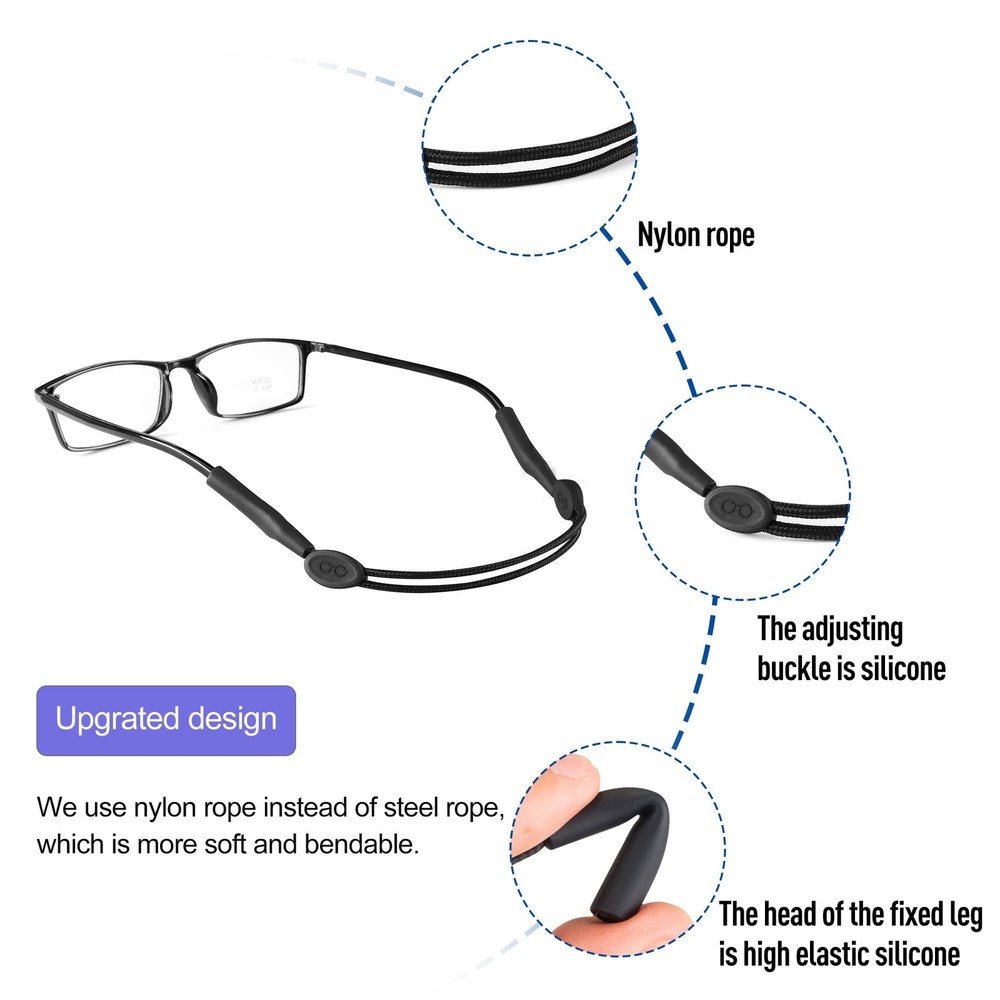 lvvfit Adjustable Eyeglass Strap - No Tail Sunglass Strap - Eyewear String Ho...