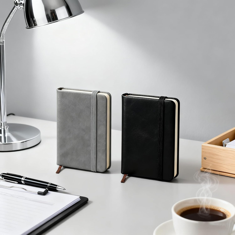 2 Pack Small Pocket Notebook,Journal Hardcover Notepad with Thick Lined Paper, 2