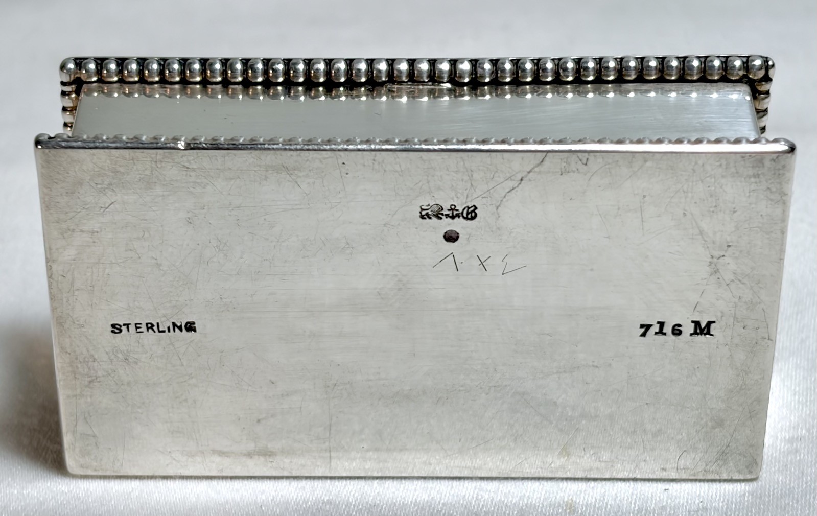 Antique Victorian Sterling Silver Gorham Stamp Box Trinket Box Monogramed M 716