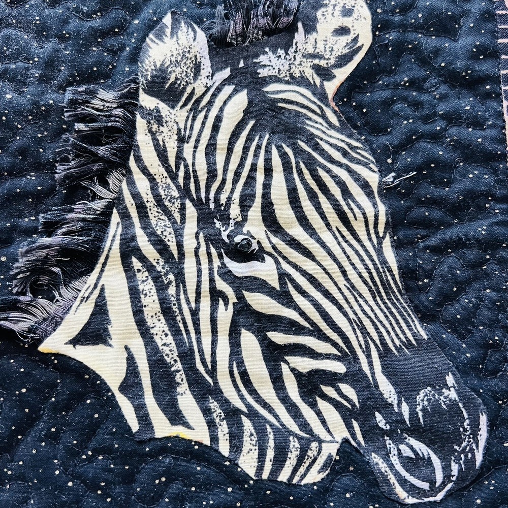 Handmade Wall Hanging Zebra Quilt.