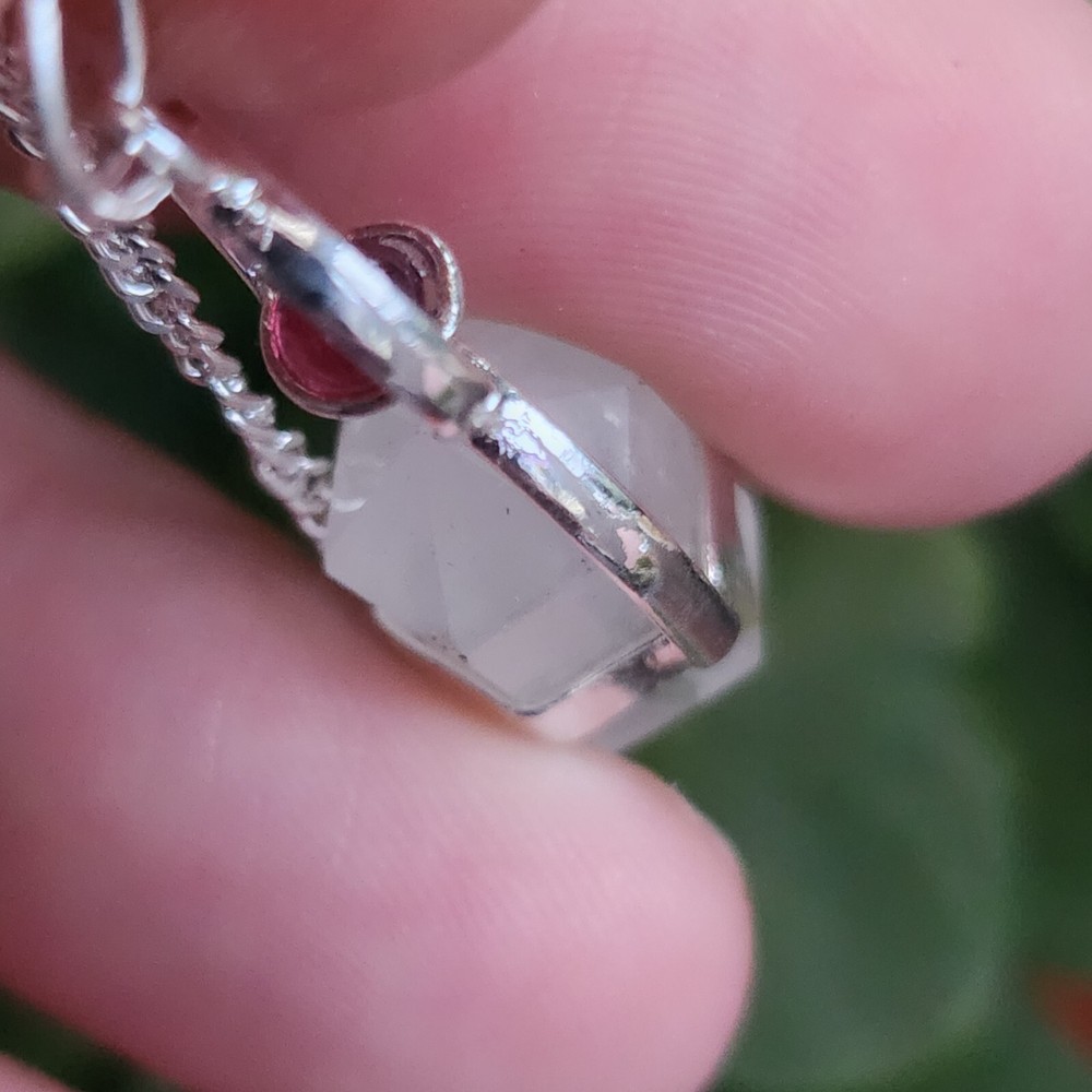 Pendulum Crystal Herkimer Diamond Garnet Double Terminated Gem Divination & Bag