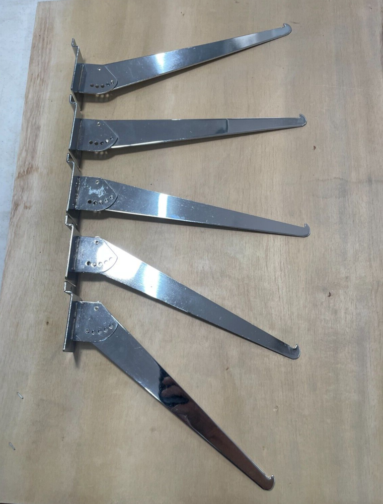 12" Adjustable Chrome Shelf Bracket for Slat wall Bracket 10 Quantity lot309-05