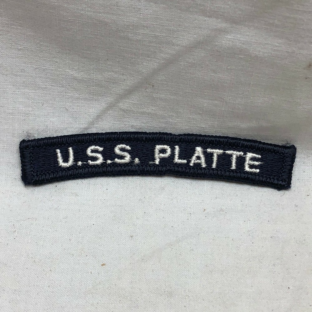 Military Patch Arc Tab USS U.S.S. Platte Navy Ship Dark Blue Variant