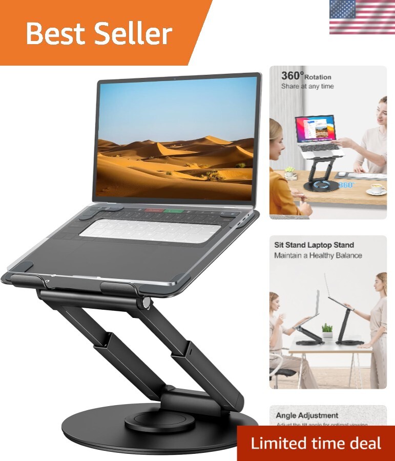 Active Standing Laptop Riser with 360° Swivel - Posture-Friendly & Space-Saving