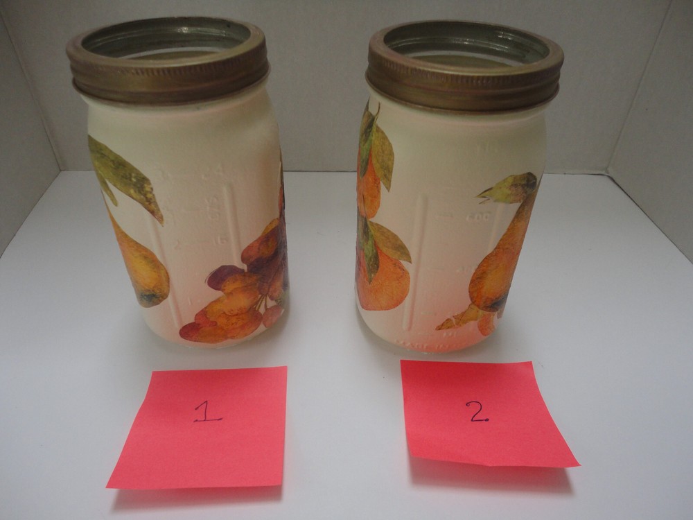 Decoupage Quart Mason Jar--Pears, Grapes( Hand Made)
